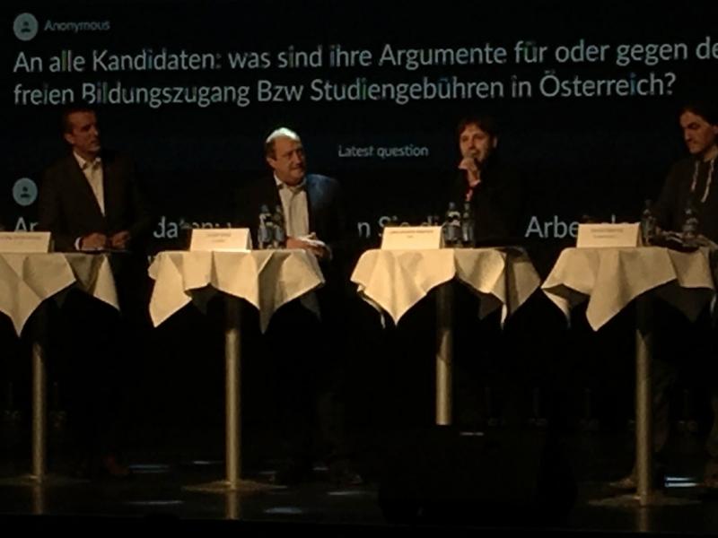 Slika 3: Gernot Darmann (FPÖ), Rolf Holub (Die Grünen), Markus Unterdorfer-Morgenstern (Neos), Gerald Dobernig (Verantwortung Erde), © Theresa Zdouc