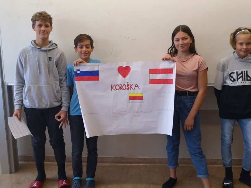 Slika 2:
Učenci 3. B razreda predstavljajo svoj plakat, ©Julia Schuster-Smrečnik