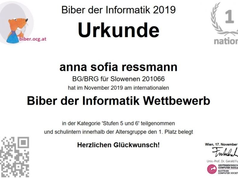 Slika 1:
Anna Sofia Ressmann, 1. mesto