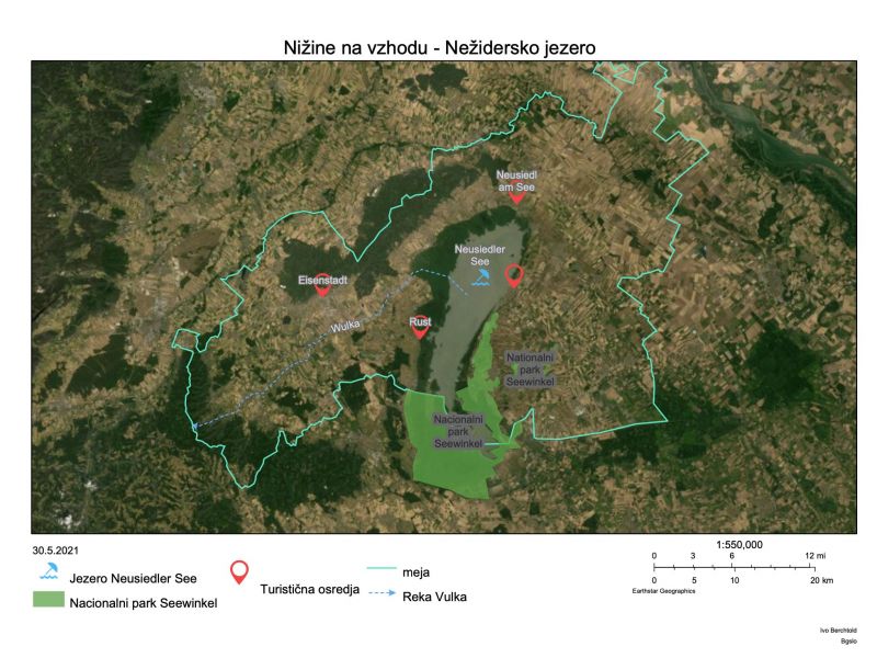 Slika 4: Izdelana kartografija, Ivo Berchtold (7C), Nižine na vzhodu Avstrije - Nežidersko jezero