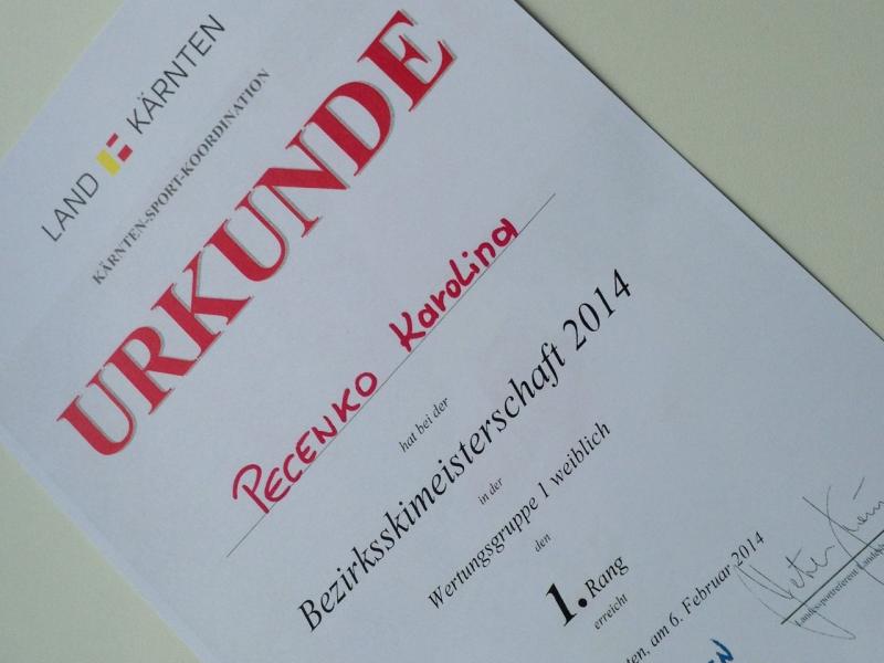 Slika 3: Listina okrajne prvakinje