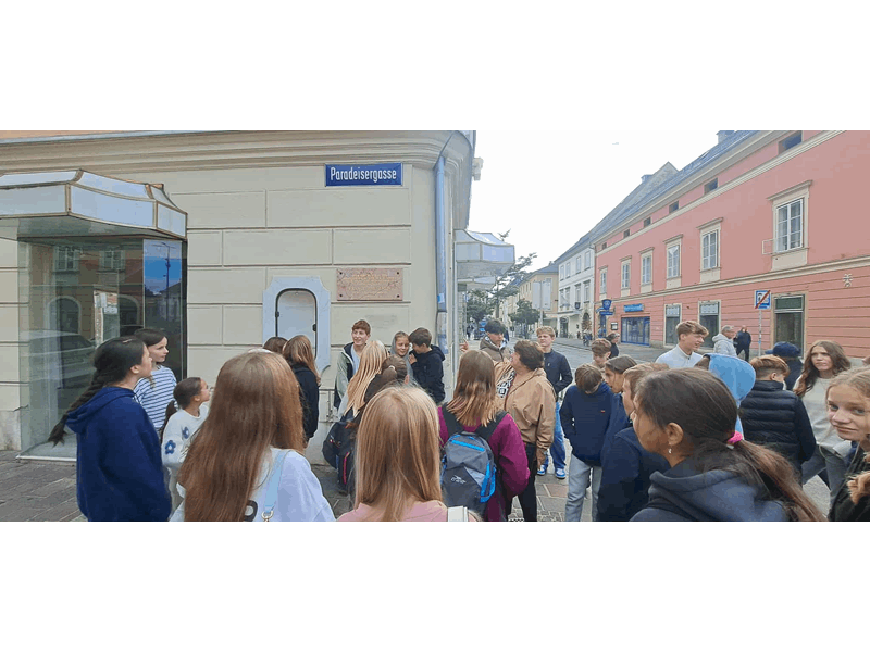 Slika 3: Ogled spominske plošče na Novem trgu posvečene dr. Francetu Prešernu